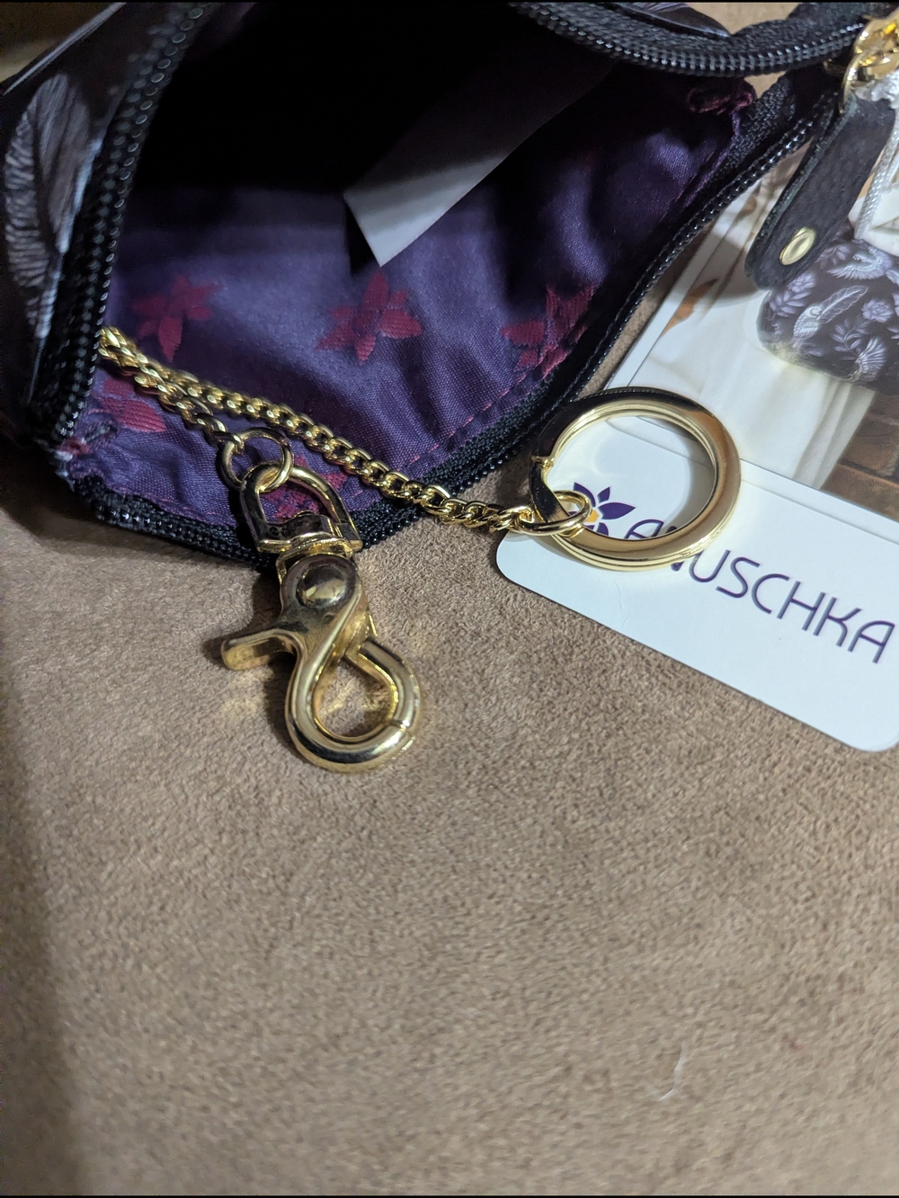 Anuschka Black Floral & Parrot Zip Travel Pouch - Picture 5 of 5